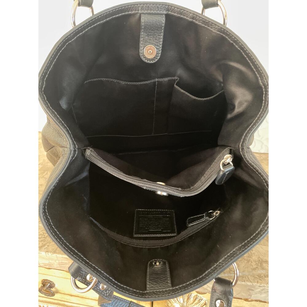 Coach penelope F19264 BLACK pebble Leather large Satchel BAG PURSE shoulder bag - Picture 9 of 10